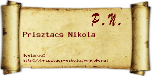 Prisztacs Nikola névjegykártya